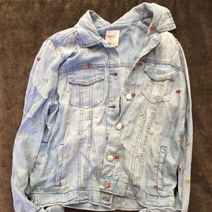 NWOT Francesca's Floral Embroidered Denim Jacket